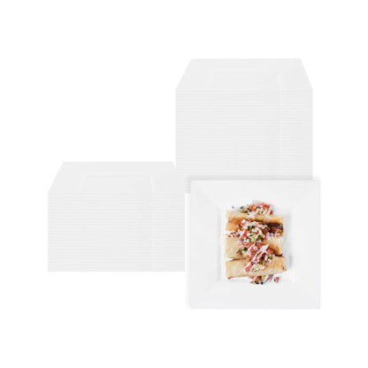 Maxi Serve Square White Plastic Medium Plate - 8 1/4" x 8 1/4" x 1/2" - 100 count box