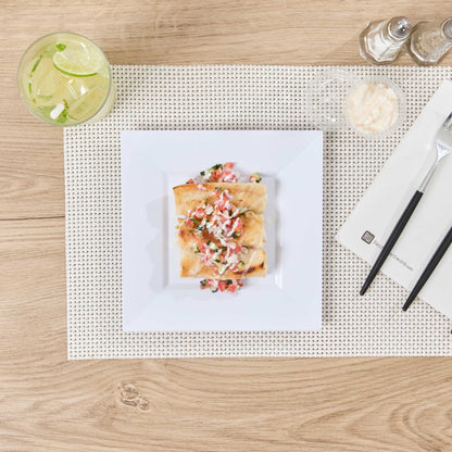 Maxi Serve Square White Plastic Medium Plate - 8 1/4" x 8 1/4" x 1/2" - 100 count box