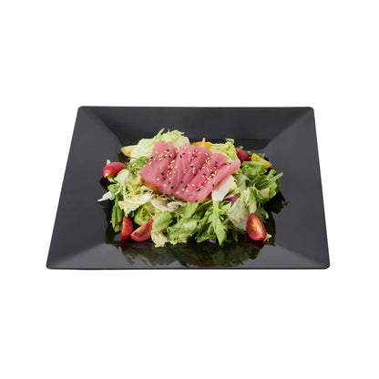 Maxi Serve Square Black Plastic Dinner Plate - 10 3/4" x 10 3/4" x 1/2" - 100 count box