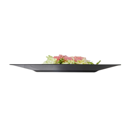 Maxi Serve Square Black Plastic Dinner Plate - 10 3/4" x 10 3/4" x 1/2" - 100 count box