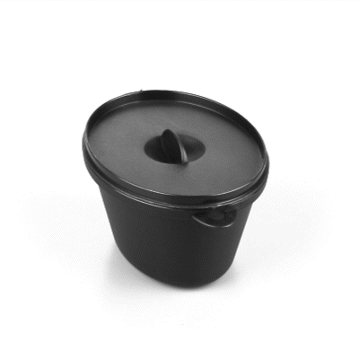 Mini Serve 12 oz Oval Black Plastic Large Kettle Dish - 6" x 4" x 2 3/4" - 100 count box