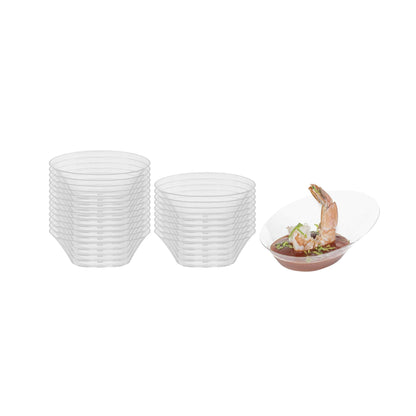Mini Serve Oval Clear Plastic Ellipse Dish - 4" x 3" x 1 1/4" - 100 count box
