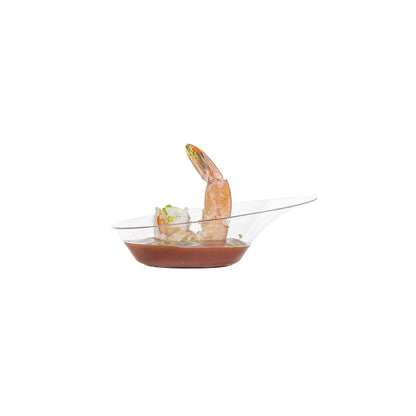 Mini Serve Oval Clear Plastic Ellipse Dish - 4" x 3" x 1 1/4" - 100 count box