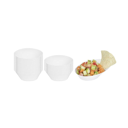 Mini Serve Oval White Plastic Ellipse Dish - 4" x 3" x 1 1/4" - 100 count box