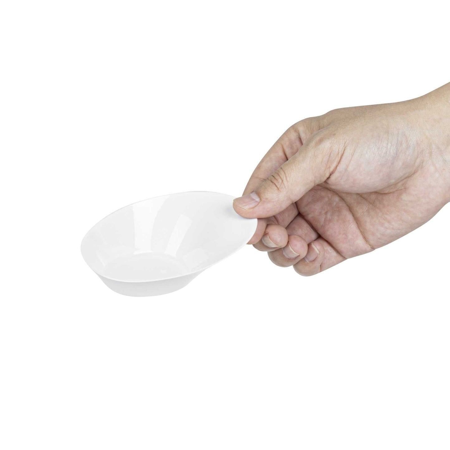 Mini Serve Oval White Plastic Ellipse Dish - 4" x 3" x 1 1/4" - 50 count box