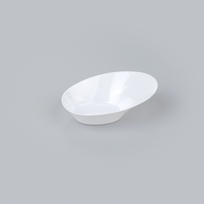 Mini Serve Oval White Plastic Ellipse Dish - 4" x 3" x 1 1/4" - 50 count box