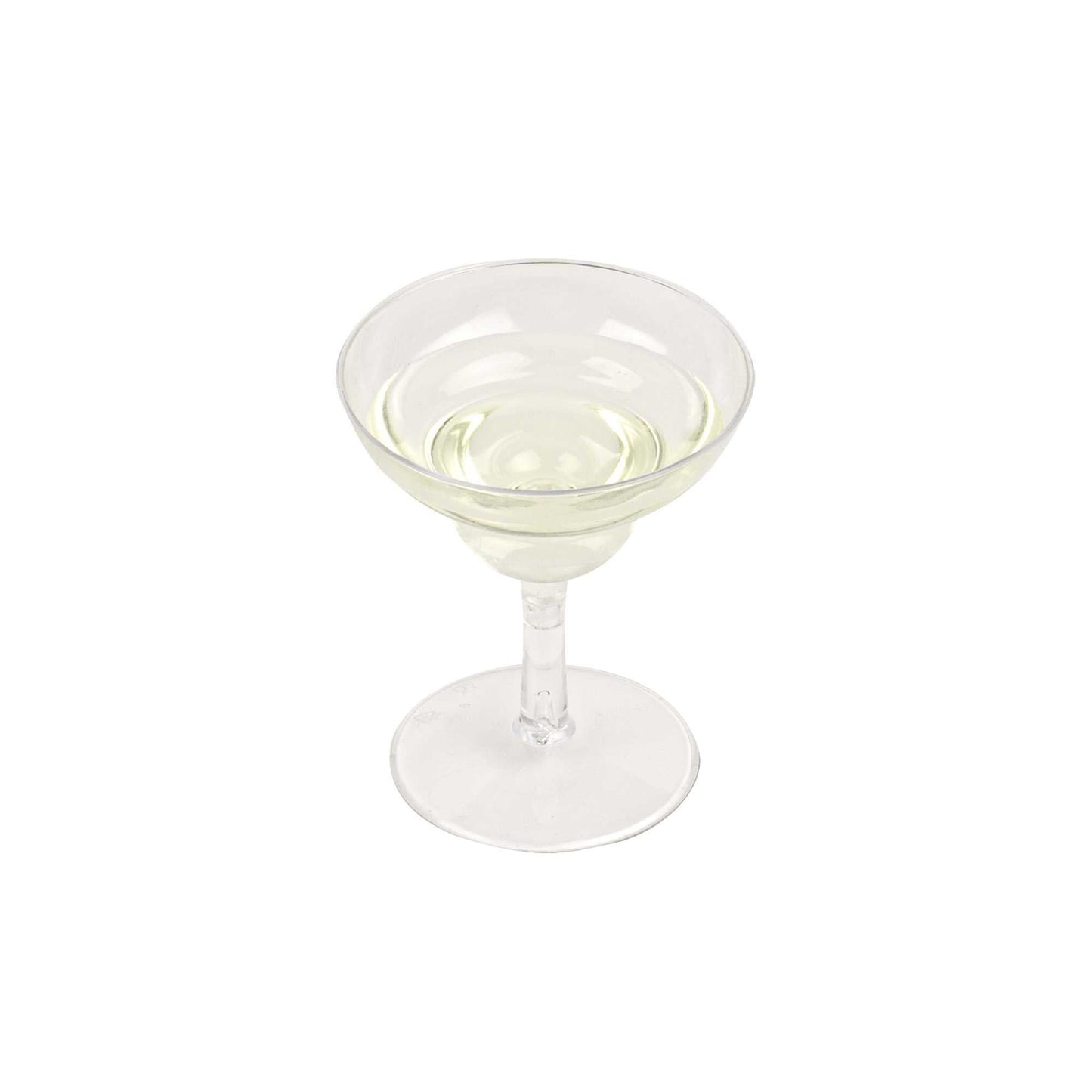 Bev Tek 2 oz Round Clear Plastic Mini Margarita Glass - 2 3/4" x 2 3/4" x 3 1/4" - 100 count box