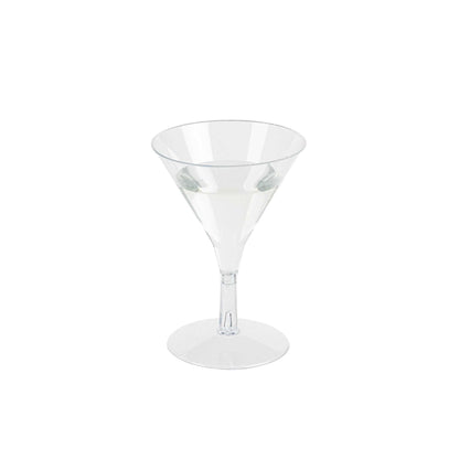 Bev Tek 2 oz Round Clear Plastic Mini Martini Glass - 2 1/2" x 2 1/2" x 3 3/4" - 100 count box