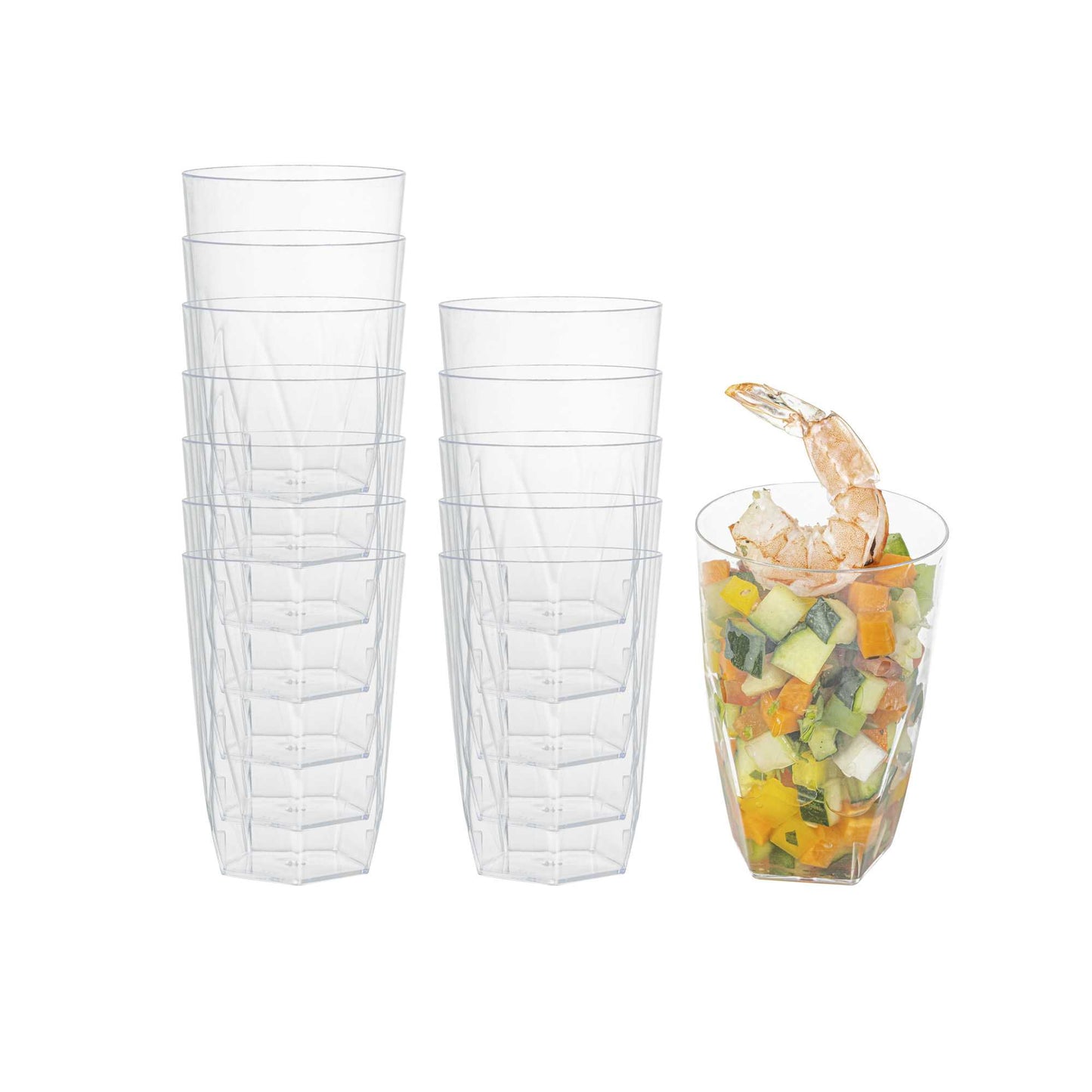 Bev Tek 5 oz Round Clear Plastic Edge Glass - 2 1/4" x 2 1/4" x 3 1/4" - 20 count box