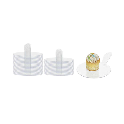 Pastry Tek Round Clear Plastic Pastry Pallet - 3" x 3" x 1" - 25 count box