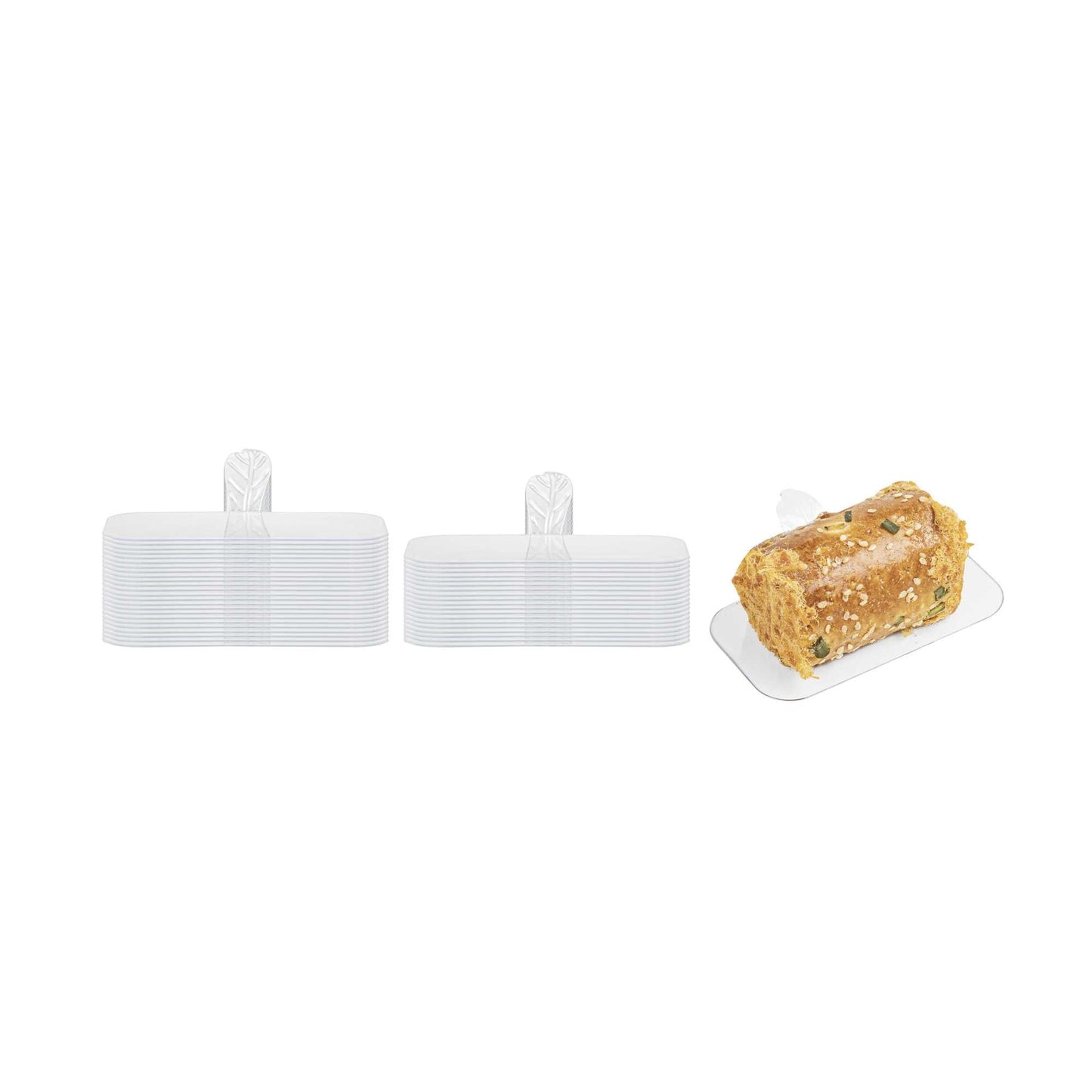 Pastry Tek Rectangle Clear Plastic Pastry Pallet - 4" x 2 1/4" x 1" - 100 count box