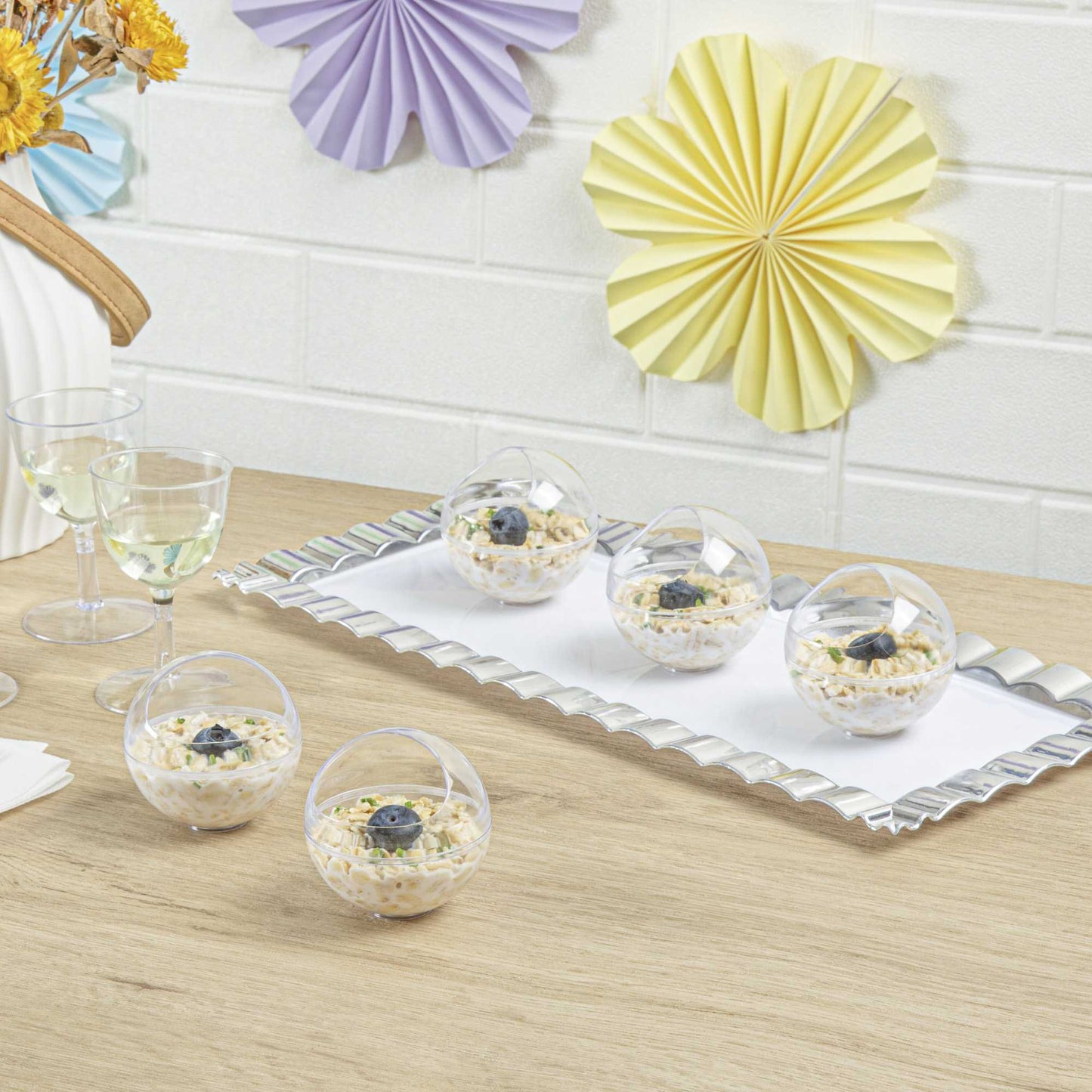 Mini Serve 3 oz Round Clear Plastic Balloon Bowl - 2 1/2" x 2 1/2" x 2 1/2" - 10 count box