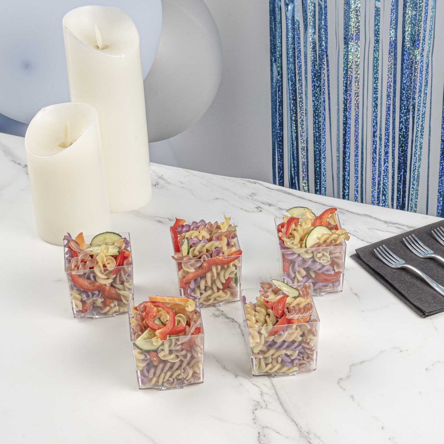 Mini Serve 5 oz Square Clear Plastic Large Quadrato Cube - 2 1/4" x 2 1/4" x 2 1/4" - 20 count box