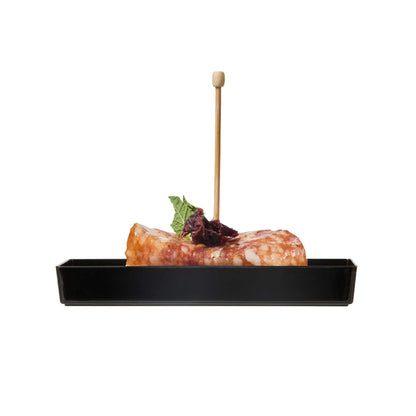 Mini Serve Rectangle Black Plastic Modern Plate - 5 1/4" x 1 3/4" x 3/4" - 100 count box
