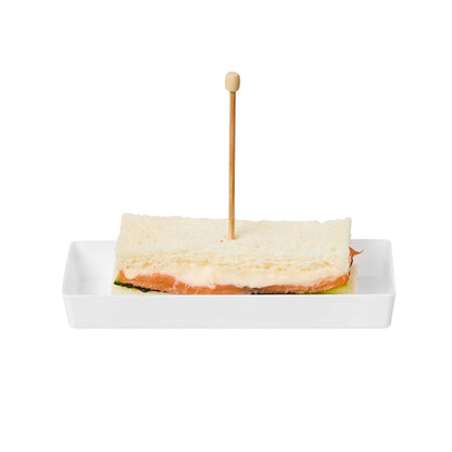 Mini Serve Rectangle White Plastic Modern Plate - 5 1/4" x 1 3/4" x 3/4" - 100 count box