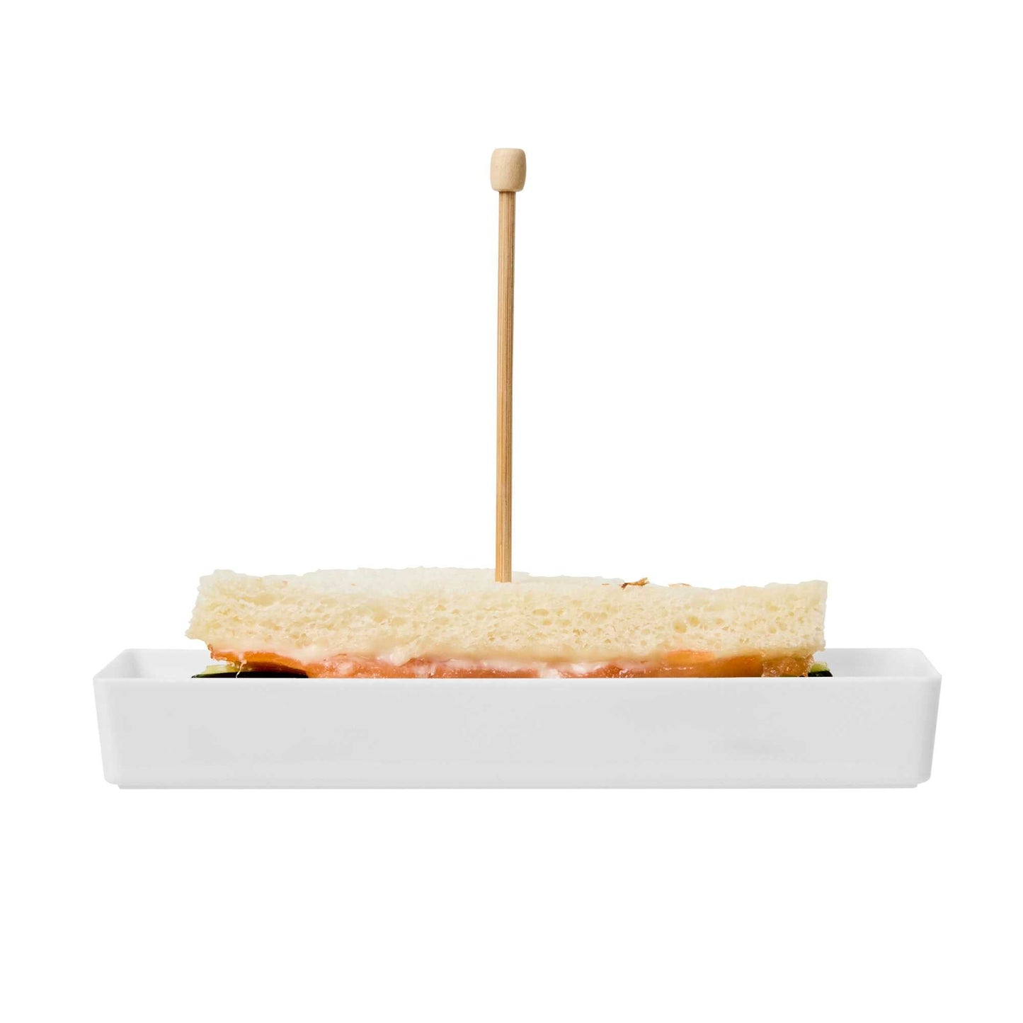 Mini Serve Rectangle White Plastic Modern Plate - 5 1/4" x 1 3/4" x 3/4" - 100 count box