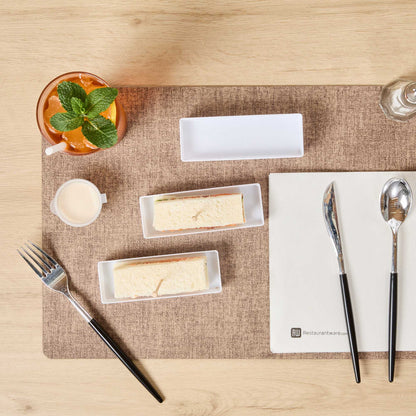 Mini Serve Rectangle White Plastic Modern Plate - 5 1/4" x 1 3/4" x 3/4" - 100 count box