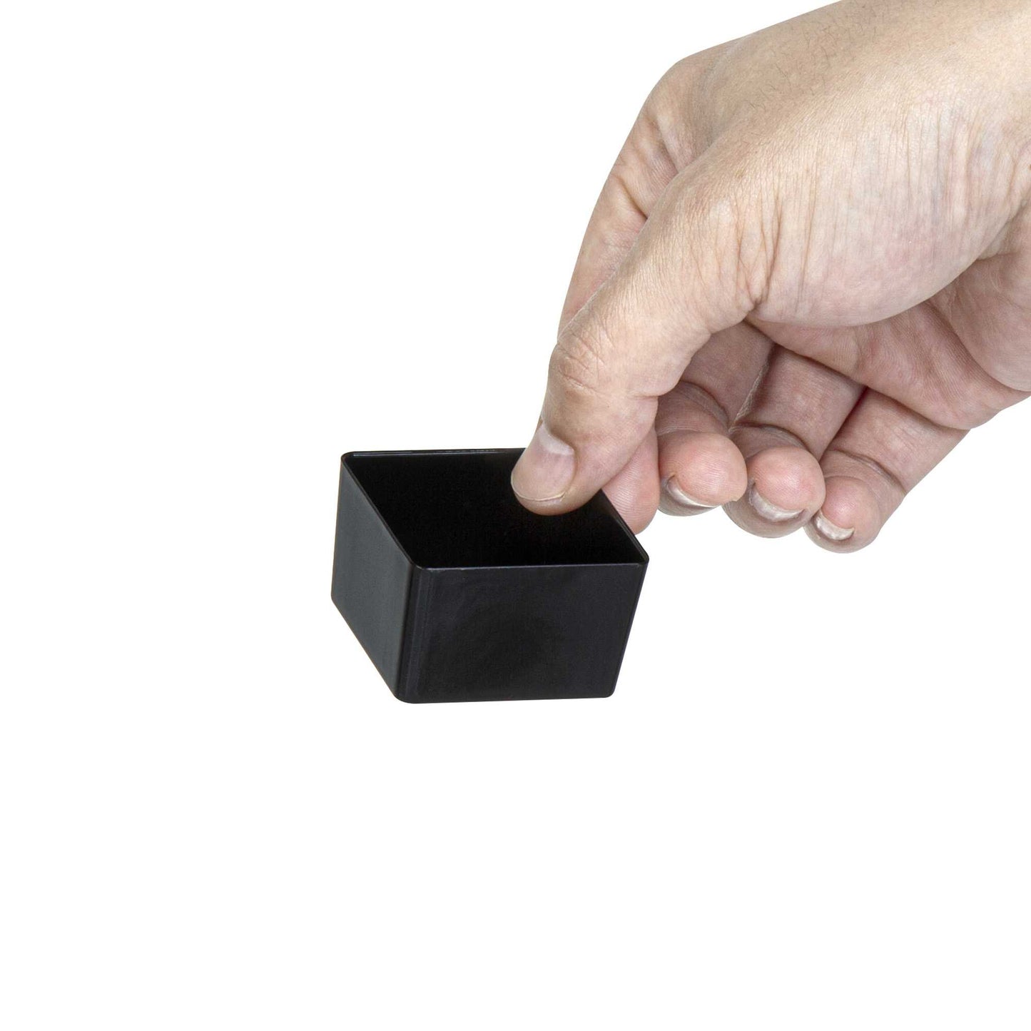 Mini Serve 2 oz Square Black Plastic Short Quadrato Cup - 1 3/4" x 1 3/4" x 1" - 100 count box