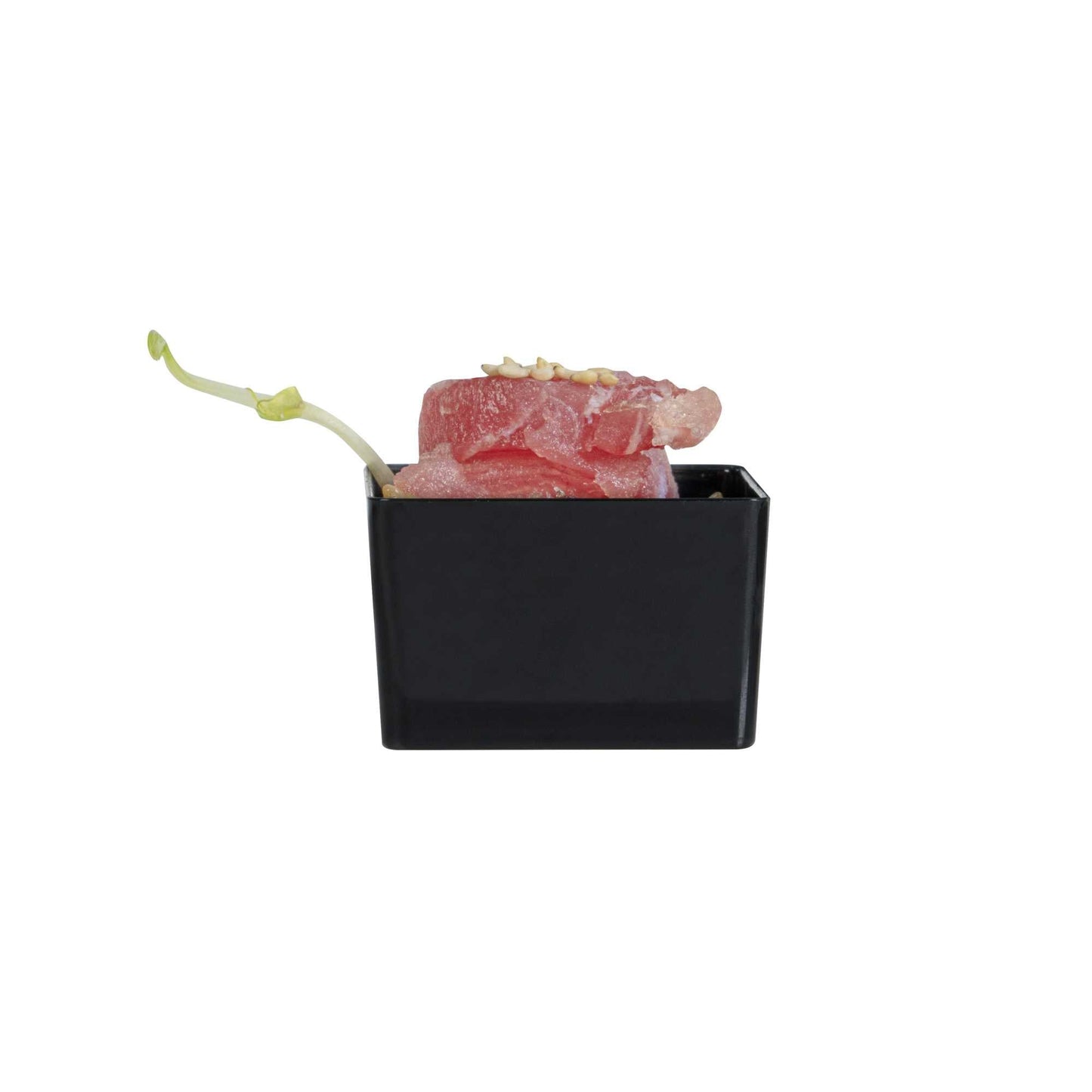 Mini Serve 2 oz Square Black Plastic Short Quadrato Cup - 1 3/4" x 1 3/4" x 1" - 100 count box