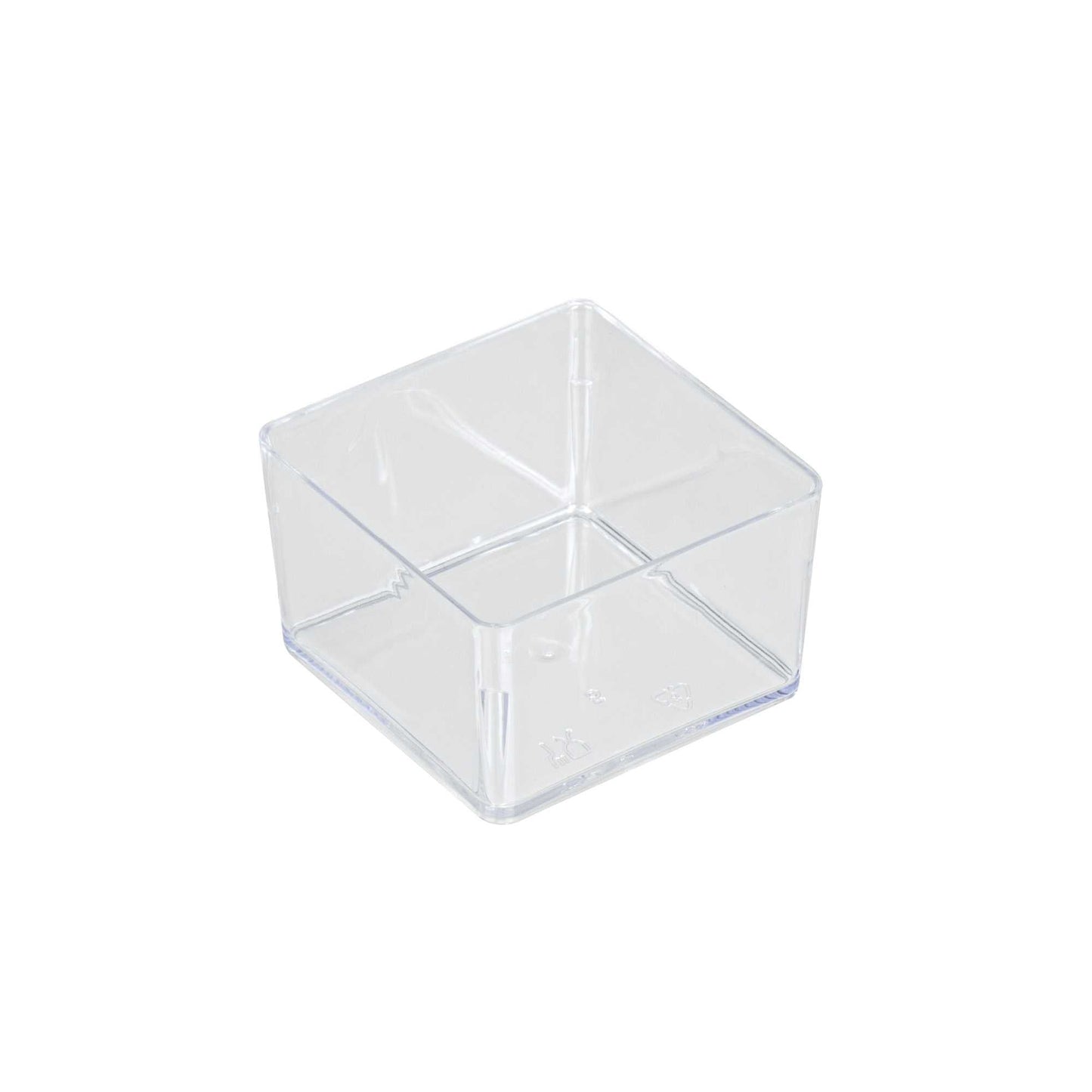 1 oz Square Clear Plastic Short Quadrato Cup - 1 3/4" x 1 3/4" x 1" - 100 count box