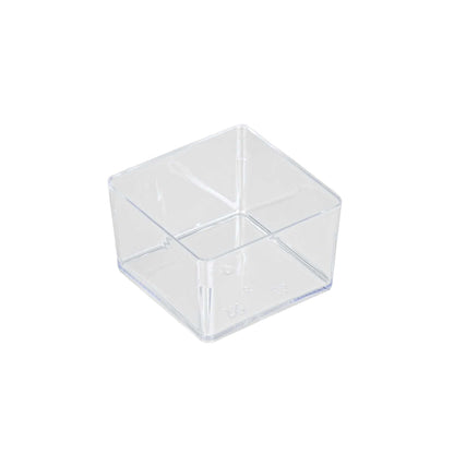 1 oz Square Clear Plastic Short Quadrato Cup - 1 3/4" x 1 3/4" x 1" - 100 count box