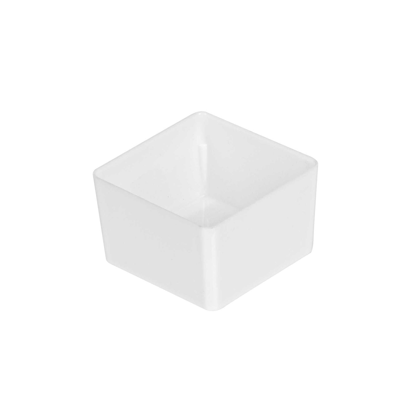 Mini Serve 2 oz Square White Plastic Short Quadrato Cup - 1 3/4" x 1 3/4" x 1" - 100 count box