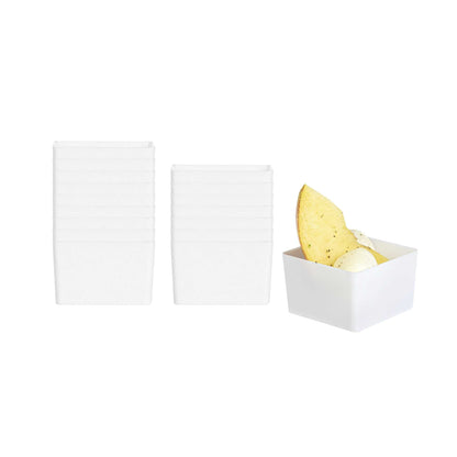 Mini Serve 2 oz Square White Plastic Short Quadrato Cup - 1 3/4" x 1 3/4" x 1" - 100 count box