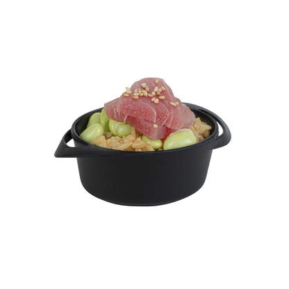 Mini Serve 3 oz Round Black Plastic Mini Infinity Pot - 3 3/4" x 2 1/2" x 1 1/4" - 100 count box