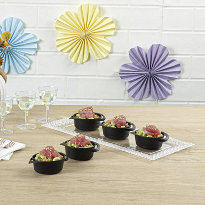 Mini Serve 3 oz Round Black Plastic Mini Infinity Pot - 3 3/4" x 2 1/2" x 1 1/4" - 100 count box