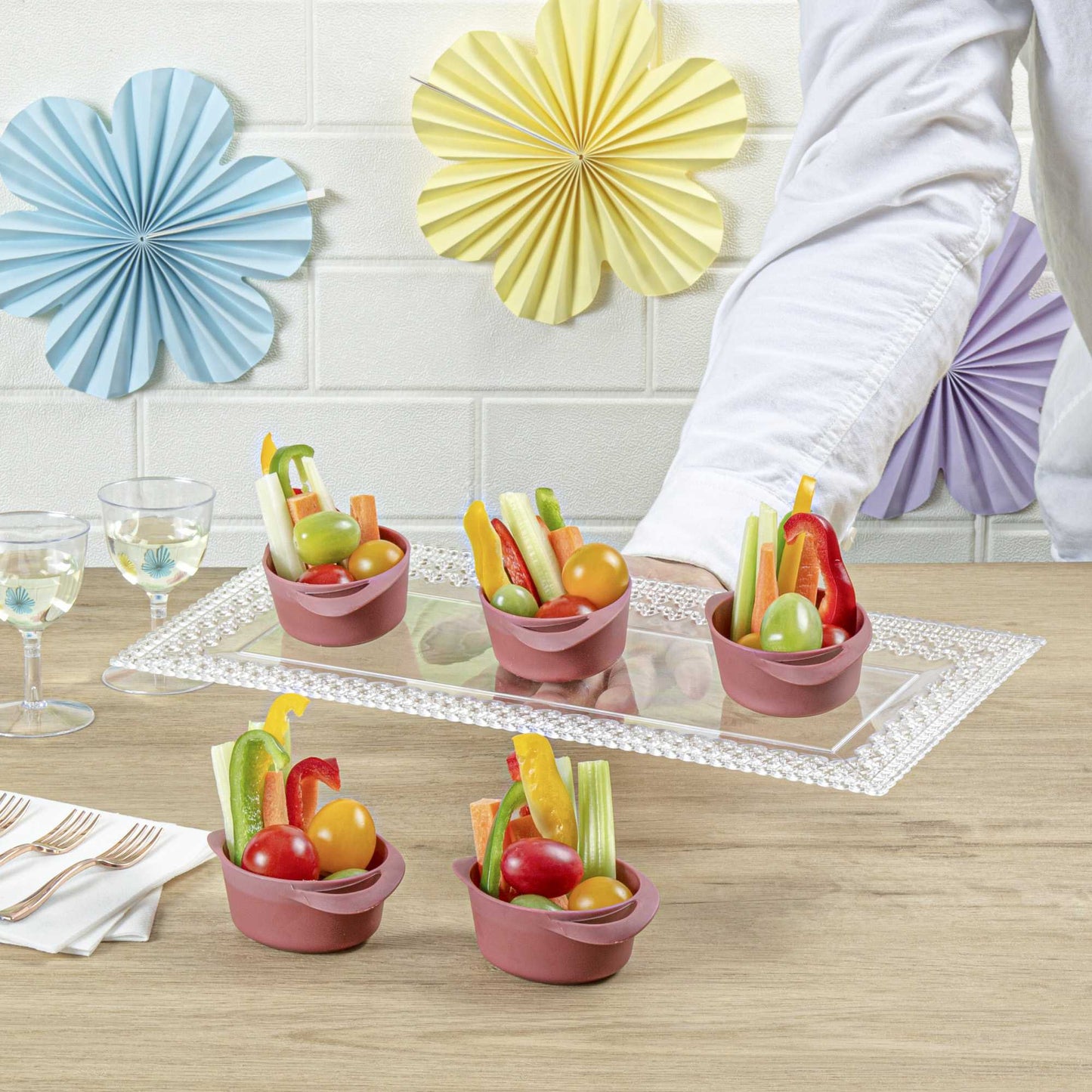 Mini Serve 3 oz Round Red Plastic Mini Infinity Pot - 3 3/4" x 2 1/2" x 1 1/4" - 100 count box