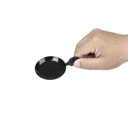 Mini Serve Fish Black Plastic Tasting Plate - 3 3/4" x 2 1/2" x 1" - 100 count box