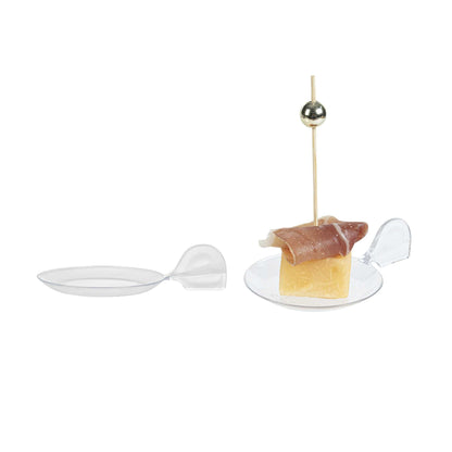 Mini Serve Fish Clear Plastic Tasting Plate - 3 3/4" x 2 1/2" x 1" - 100 count box
