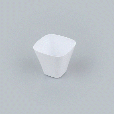 Mini Serve 4 oz Square White Plastic Bellissima Tasting Cup - 2 1/2" x 2 1/2" x 2 1/4" - 100 count box