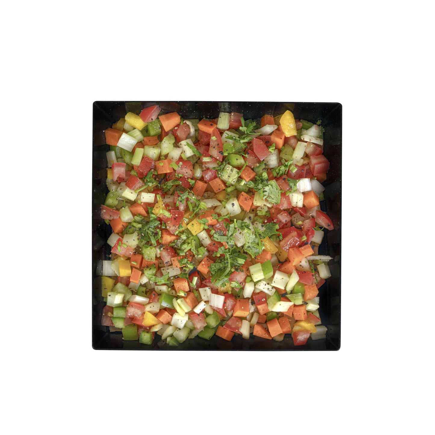 Maxi Serve 18 oz Square Black Plastic Medium Modern Bowl - 6 3/4" x 6 3/4" x 3" - 25 count box