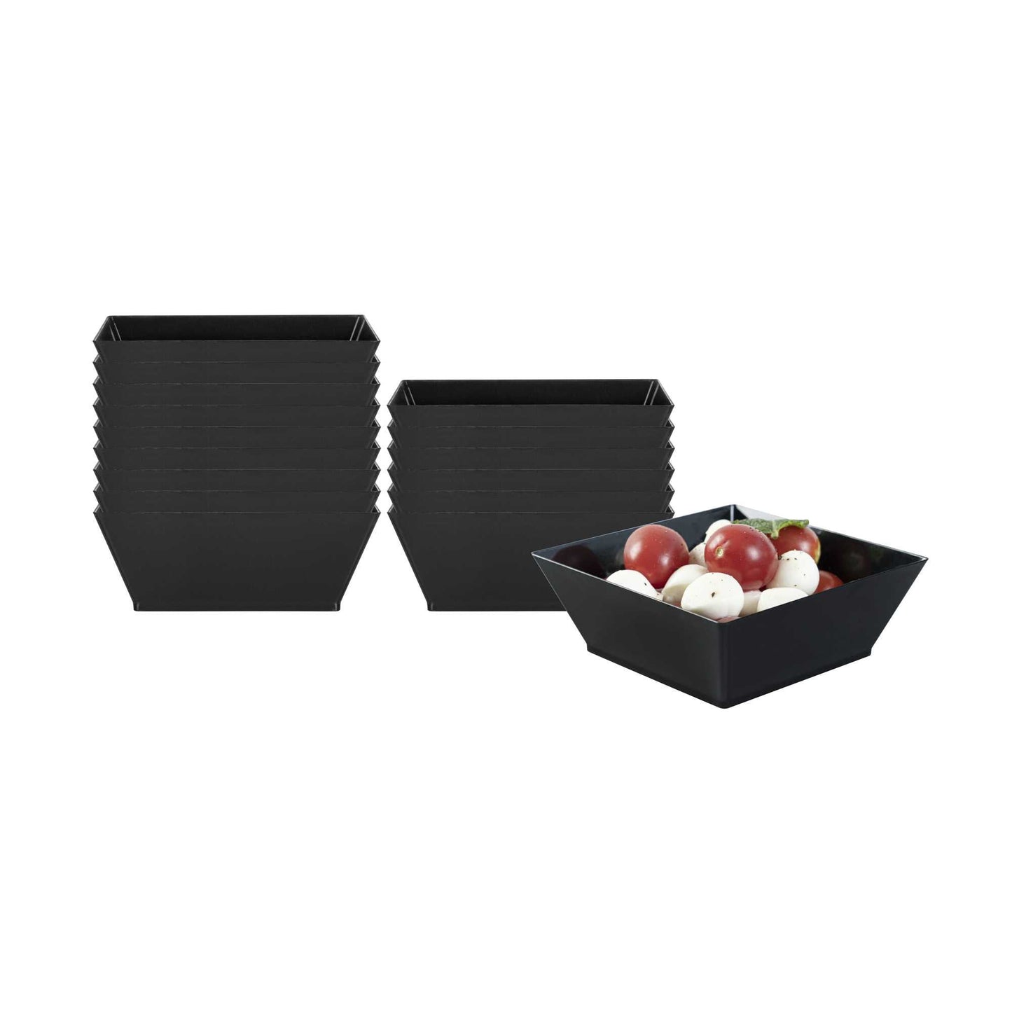 Maxi Serve 10 oz Square Black Plastic Small Modern Bowl - 4 1/4" x 4 1/4" x 1 1/2" - 25 count box