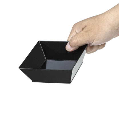 Maxi Serve 10 oz Square Black Plastic Small Modern Bowl - 4 1/4" x 4 1/4" x 1 1/2" - 25 count box