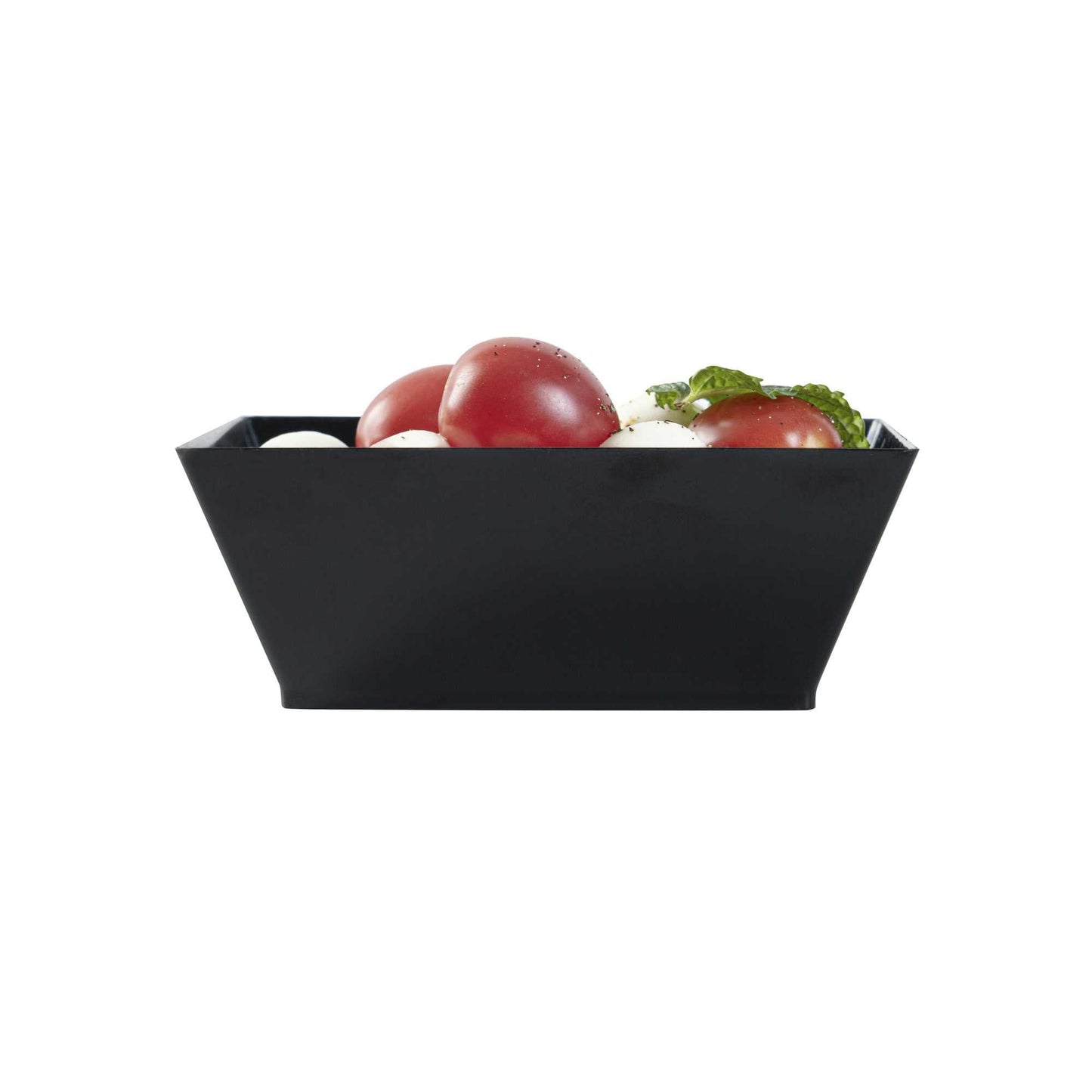 Maxi Serve 10 oz Square Black Plastic Small Modern Bowl - 4 1/4" x 4 1/4" x 1 1/2" - 25 count box