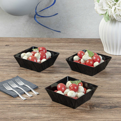 Maxi Serve 10 oz Square Black Plastic Small Modern Bowl - 4 1/4" x 4 1/4" x 1 1/2" - 100 count box