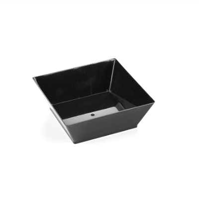 Maxi Serve 10 oz Square Black Plastic Small Modern Bowl - 4 1/4" x 4 1/4" x 1 1/2" - 100 count box