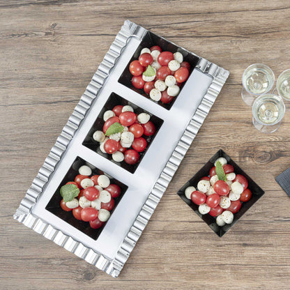 Maxi Serve 10 oz Square Black Plastic Small Modern Bowl - 4 1/4" x 4 1/4" x 1 1/2" - 100 count box