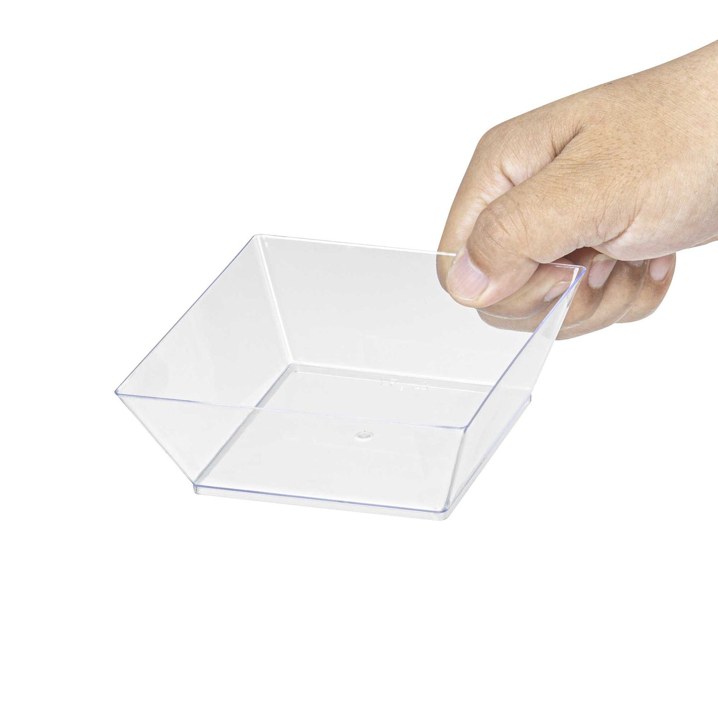 Maxi Serve 10 oz Square Clear Plastic Small Modern Bowl - 4 1/4" x 4 1/4" x 1 1/2" - 25 count box