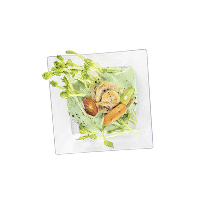 Maxi Serve 10 oz Square Clear Plastic Small Modern Bowl - 4 1/4" x 4 1/4" x 1 1/2" - 100 count box