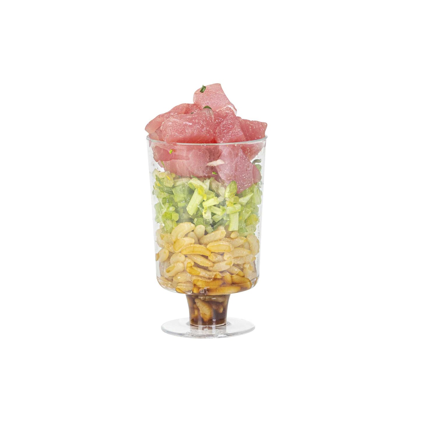 Mini Serve 1 oz Round Clear Plastic Lufthansa Drinking Cup - Stackable - 1 1/2" x 1 1/2" x 2 1/2" - 100 count box