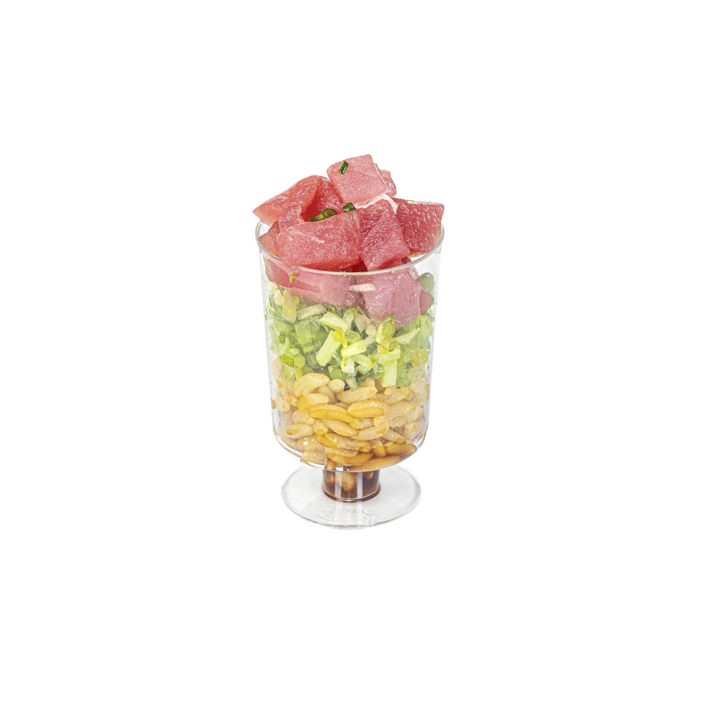 Mini Serve 1 oz Round Clear Plastic Lufthansa Drinking Cup - Stackable - 1 1/2" x 1 1/2" x 2 1/2" - 100 count box