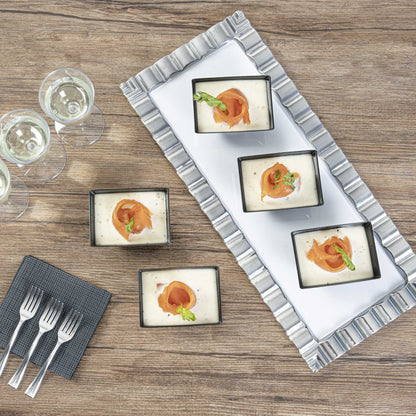 Mini Serve 3 oz Rectangle Black Plastic Small Architetto Bowl - 3 1/4" x 2 1/4" x 1 1/4" - 100 count box