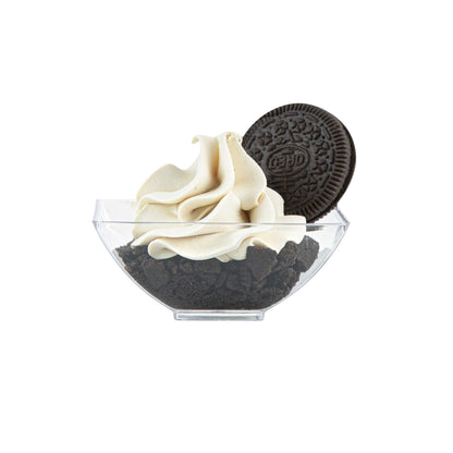 Mini Serve 3 oz Rectangle Clear Plastic Small Architetto Bowl - 3 1/4" x 2 1/4" x 1 1/4" - 100 count box