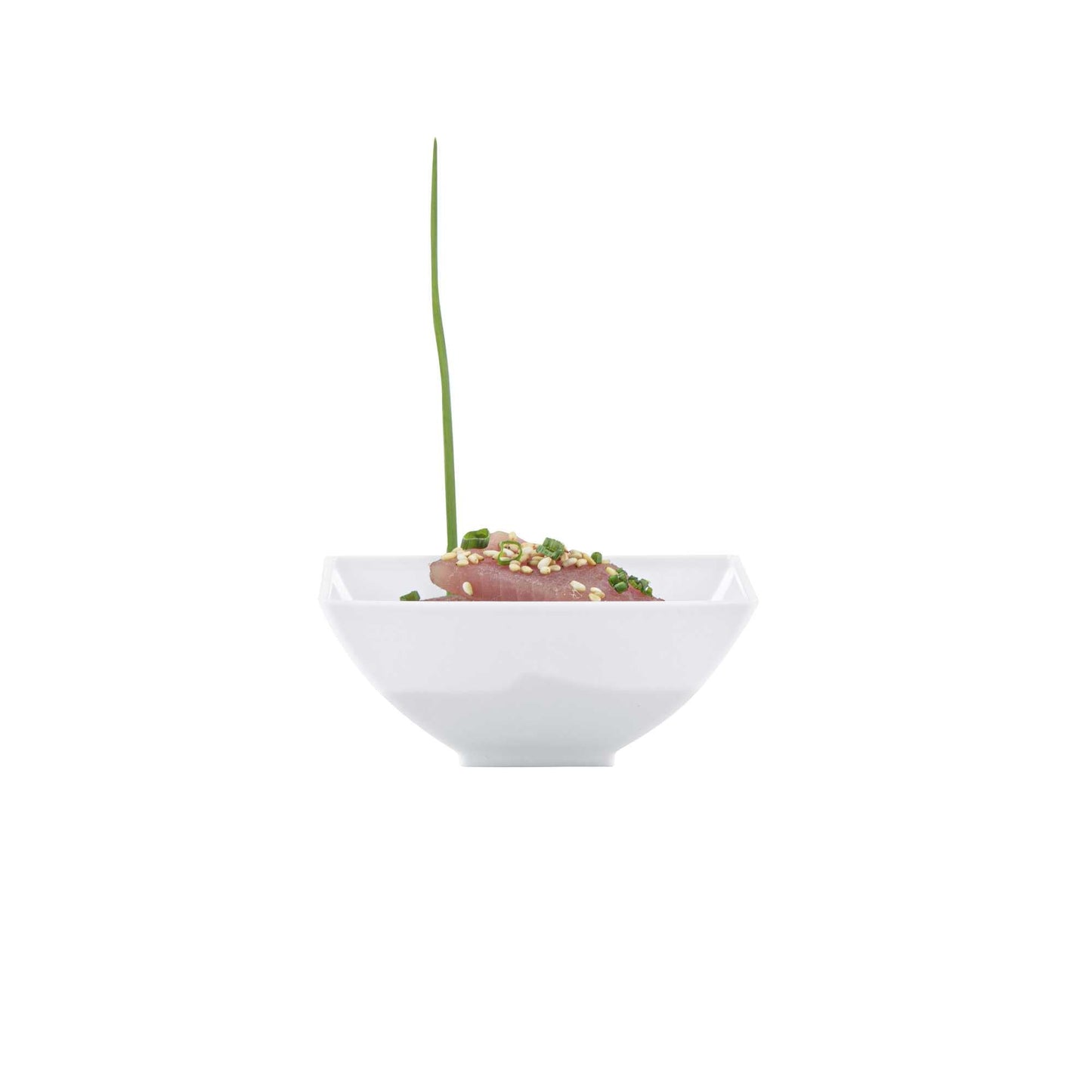 Mini Serve 3 oz Rectangle White Plastic Small Architetto Bowl - 3 1/4" x 2 1/4" x 1 1/4" - 100 count box