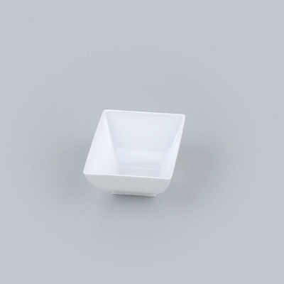 Mini Serve 3 oz Rectangle White Plastic Small Architetto Bowl - 3 1/4" x 2 1/4" x 1 1/4" - 100 count box
