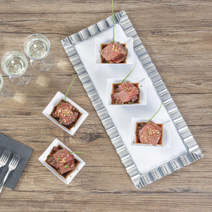 Mini Serve 3 oz Rectangle White Plastic Small Architetto Bowl - 3 1/4" x 2 1/4" x 1 1/4" - 100 count box
