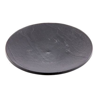Mini Serve Round Black Plastic Small Plate - Faux Slate - 5" x 5" - 100 count box